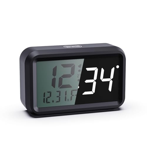 Timegyro LED Digitaluhr batteriebetrieben, Wecker für Schlafzimmer, LED/LCD-Display umschaltbar, LCD-AnzeigeZeit, Monat, Tag und Temperatur, Zwei LED-Helligkeitsstufen,12/24Hr, Snooze von Timegyro