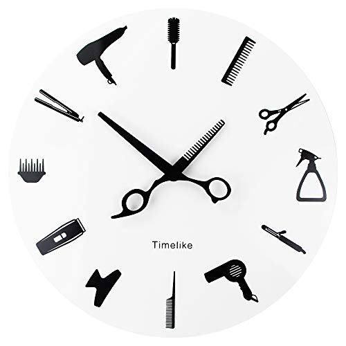 Timelike Wanduhr für Friseure, modernes Design, Friseurladen, Business-Schild, Wanduhr, Schönheit, Friseursalon, Geschenk von Timelike