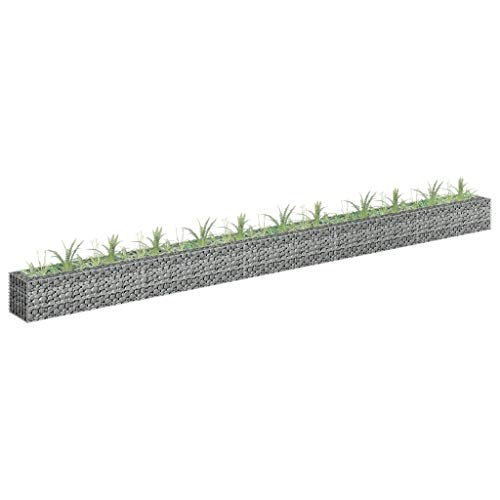 Tino Tech Gabionen-Hochbeet aus Verzinkter Stahl 450x30x30 cm Silber Steinkorb Gabionen Körbe Hochbeet Pflanzen Gartenmauer Gabione aus Metall Garten Gabione Pflanzenwand Gabionen Gitter von Tino Tech