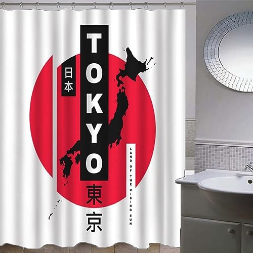 Tizhweqo Duschvorhang 200x200 Tokyo, Japan Duschvorhang Tokyo, Japan Badezimmer Vorhang Antischimmel Wasserdicht 3D Effekt Duschvorhänge Textil Polyester Stoff für Badewannen mit Haken von Tizhweqo