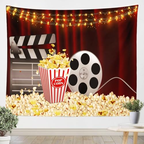 Tizhweqo Wandteppich 3D Kino, Wandbehang Popcorn, Wandtuch Kino Tapisserie Tapestry für Schlafzimmer Wohnzimmer Wohnheim Deko 200x200 cm D653 von Tizhweqo
