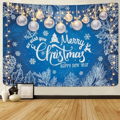 Tizhweqo Wandteppich 3D Weihnachten, Wandbehang Weihnachtskugeln, Wandtuch Weihnachten Tapisserie Tapestry für Schlafzimmer Wohnzimmer Wohnheim Deko 180x230 cm X666 von Tizhweqo