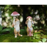 Miniatur-Fee-Kleine Kaninchen Mit Pilz Tierfiguren Fairy Garden Lieferungen & Zubehör Terrarium Figuren von TizzleByTizzle
