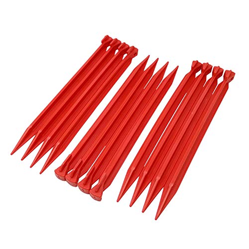 ToCi 12 x Kunststoff Heringe 30 cm | Zeltheringe für Outdoor Camping Zelte Garten | weiche & sandige Böden | Zeltnägel in Rot von ToCi