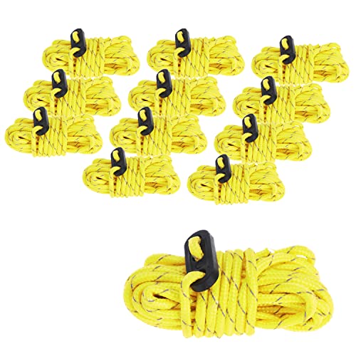 ToCi Abspannseil Abspannleine 4mm, 3,8 Meter lang reflektierend | Zeltleinen, Zeltschnur, Spannleine, 12 Stück für Zelt Camping | Spannschnur mit Seilspanner von ToCi