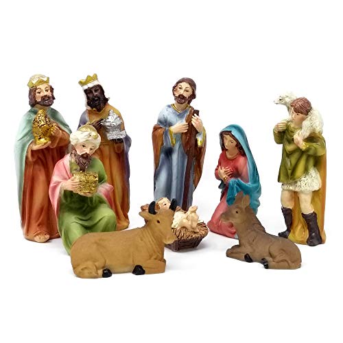 ToCi Krippenfiguren Set mit 9 Figuren (11 cm) für die traditionelle Weihnachts Krippe von ToCi