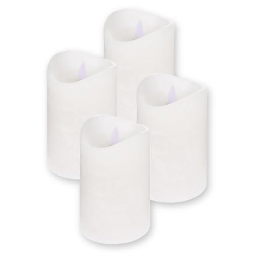 ToCi LED Kerzen Weiß Ø 7,5 x 15 cm - 4er Set flammenlose Echtwachs-Kerzen - mit beweglicher Flamme und Timer - Adventskerzen Grablicher von ToCi