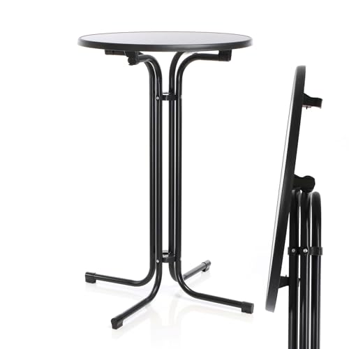 Toboli klappbarer Bistrotisch in Schwarz Ø80cm runder Stehtisch Indoor/Outdoor Klapptisch 110cm hoch von Toboli