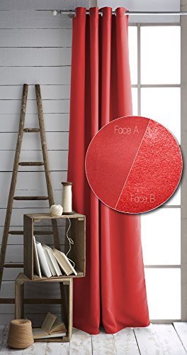 TODAY 257165 Vorhang, isolierend, Polyester, 140 x 240 cm, Polyester, Pomme d'amour/Rouge, 140 x 240 cm von Today