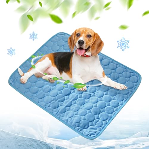 Kühlmatte für Den Sommer, Kühlmatte Hund, Hundekühlmatte für Hund & Katze Selbstkühlende Matte für Haustiere Summer Pet Ice Pad Abrieb- und Bissfest Natürliche Kühlung (Dunkelblau, S(50*40CM)) von Toerjii