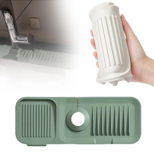 Silikon Abtropfmatte, 2024 Wasserhahn Spüle Spritzschutz, Silikon-Wasserhahnmatte, Abflussgenie Matte für die Küchenspüle Badezimmer Arbeitsplatte schützen (green) von Toerjii
