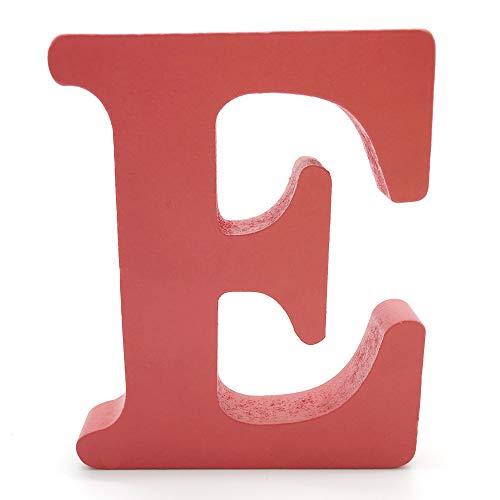 Holzbuchstabe Buchstabe, Toifucos A-Z DIY Englisch Alphabet Holz Buchstaben Handwerk Ornamente für Zuhause Hochzeit Geburtstagsfeier Dekoration Zubehör, Rot 1 pcs E von Toifucos