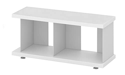 Tojo-bieg Grundmodul groß | erweiterbares Regal | freistehendes Bücherregal | MDF beschichtet weiß, Winkel Aluminium | 80 x 28 x 40 cm von Tojo