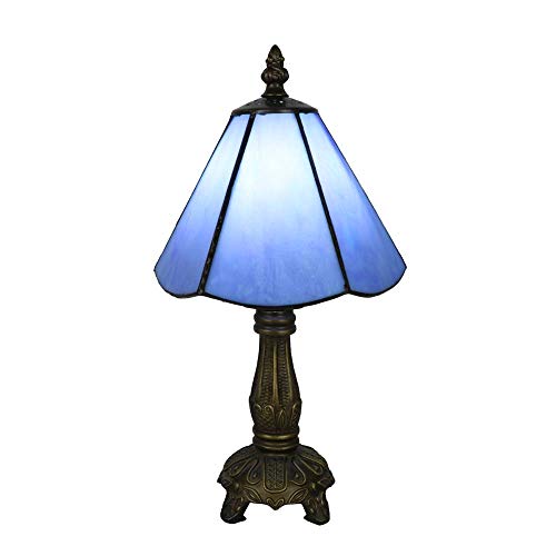 Tokira Tiffany-Stil Tischlampe Klein Blau, E14 6 Zoll Mini Glasmalerei Vintage Tischlampe Schlafzimmer, Schön Nachtlicht Kinderzimmer(Ohne Glühbirnen) von Tokira