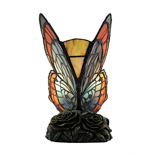 Tokira Tiffany Style Bunte Butterfly Neben Tischlampe für Wohnzimmer,E14 Handgefertigte Glasmalerei Schreibtischlampe (Enthält keine Glühbirne) von Tokira