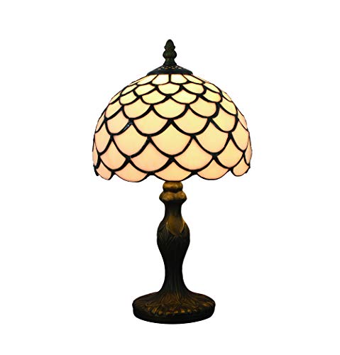 Tokira Vintage Tiffany Tischlampen Weiße 8 Zoll, E14 Tiffany Tischlampe Antik Original, Glasmalerei Lampen Schlafzimmer Nacht Lampenschirme Einfachen Stil Wohnzimmer(Ohne Glühbirnen) von Tokira