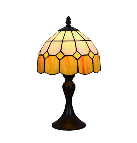 Tokira Vintage Tiffany Tischlampen Gelbe 8 Zoll, E14 Tiffany Tischlampe Antik Original, Glasmalerei Lampen Mediterrane Schlafzimmer Nacht Lampenschirme Wohnzimmer(Ohne Glühbirnen) von Tokira