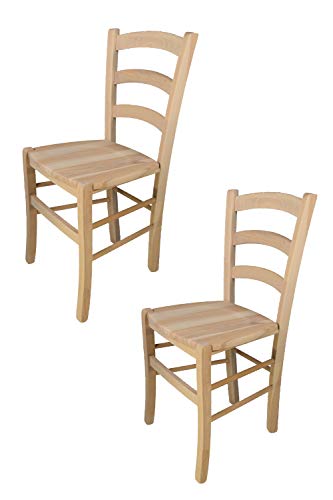 t m c s Tommychairs - 2er Set Stühle Venezia für Küche und Esszimmer, robuste Struktur aus poliertem Buchenholz, unbehandelt und 100% natürlich, Sitzfläche aus poliertem Holz von t m c s
