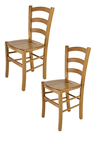 t m c s Tommychairs - 2er Set Stühle Venice für Küche und Esszimmer, Robuste Struktur aus lackiertem Buchenholz im Farbton Eichenholz und Sitzfläche aus Holz von t m c s