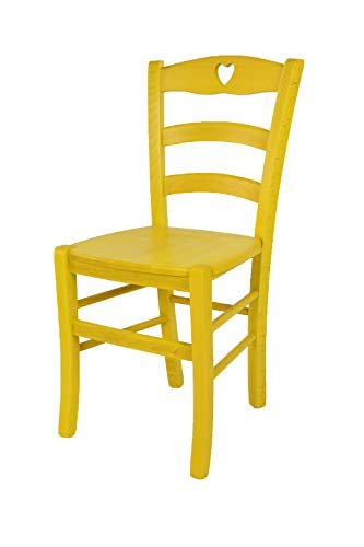 t m c s Tommychairs - Stuhl Cuore für Küche und Esszimmer, Robuste Struktur aus Buchenholz, in Anilinfarbe Gelb lackiert und Sitzfläche aus Holz von t m c s