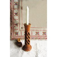 Vintage Handgeschnitzter Kerzenständer Aus Holz, Kerzenständer, Wohndekoration, Tischdekoration von TonistoreBG