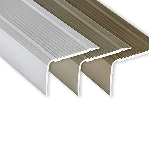Toolerando Treppenkantenprofil Treppenprofil L-Form, Klebemontage, für Parkett und Laminat, Länge 100 cm, Silber von Toolerando