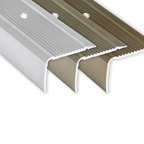 Toolerando Treppenkantenprofil Treppenprofil L-Form, Schraubmontage, für Parkett und Laminat, Länge 100 cm, Silber von Toolerando