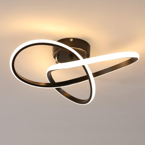Toolight LED Deckenleuchte Moderne 40CM, 38W 4275LM Deckenlampe LED Schwarz Kreative Design, Deckenleuchte LED Warmweiß 3000K für Schlafzimmer Wohnzimmer Küche von Toolight
