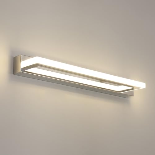 Toolight LED Spiegellampe Badezimmer 18W 2025LM 42cm, Wandleuchte Spiegellampe 4500K Natürliches Licht, Wandlampe Badezimmer Modern, Silber von Toolight
