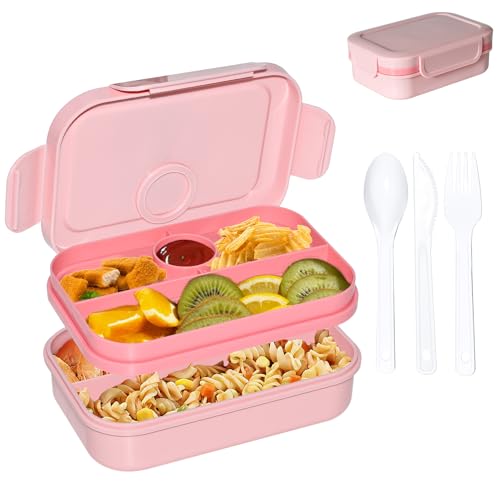 TopEsct Brotdose mit Fächern, Lunchbox Vesperbox für Erwachsene/Kinder, Bento Box, Frühstücksbox, Meal Prep Boxen, Brotzeitbox mit Besteck (2000ML) von TopEsct