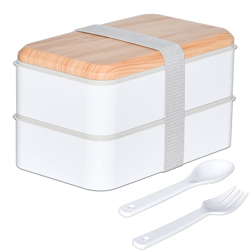 TopEsct Lunchbox Bento Box für Erwachsene, Brotdosen mit Trennfächern, Brotdose mit Besteck, Frühstücksbox Meal Prep Boxen Brotzeitbox (1400ML) von TopEsct