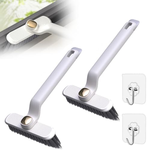 Multi-Function Rotating Crevice Cleaning Brush, Spaltreinigungsbürste Fugenbürste Hartborsten-eckenreinigungsbürste, Eckenreinigungswerkzeug für Badezimmer, Küchen, Fliesenböden (2, Weiß) von Topbashgo