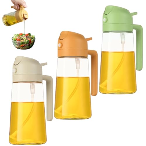 Topbashgo 2-in-1 Glass Oil Sprayer and Dispenser, öl Sprühflasche,Oil Sprayer Können Sprühflascheöl Glass ölsprüher Speiseöl ölspray/Gießen zum Kochen,Grillen,Backen,Heißluftfritteuse,Salat (3pcs) von Topbashgo