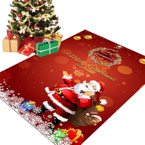 Topbashgo Carpet for Living Room Home Hallway Large Rug, Weihnachtsteppich Weihnachtsdeko Amerikanisch, Weinachtsdekorationen für Zuhause Büro Hof Zimmer (Weihnachten 5, 80 * 160cm) von Topbashgo