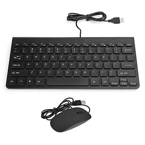 Gaming-Tastatur, ultradünne USB-Tastatur mit Kabel Optische Maus Mäuse Set Combo für PC Laptop/2 Farbe/1,3 Meter/Runde Tastenkappen(Schwarz) von Topiky