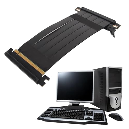 Topiky Grafikkarte GPU Vertikal Full Speed ​​PCI E 4.0 X16 Riser Kabel, High Speed ​​Flexible Extender PCIE 4.0 X16 Riser Kabel, 180° GPU Verlängerungskabel für RTX 4090 für RX 7900 (Schwarz) von Topiky