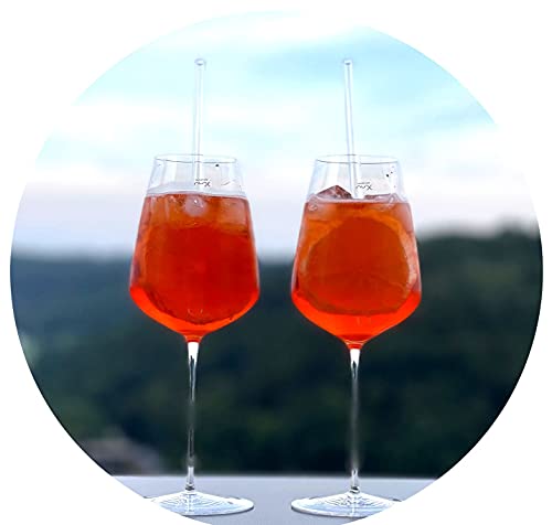 Topkapi Elite Aperol Spritz Glas Set Duo Exquisite XL Cocktailgläser – 2X Bleifreie Ultradünne Kristallgläser speziell für Aperol Spritz mit 6X Glashalmen, 450ml, Komplett für 2 Personen von Topkapi