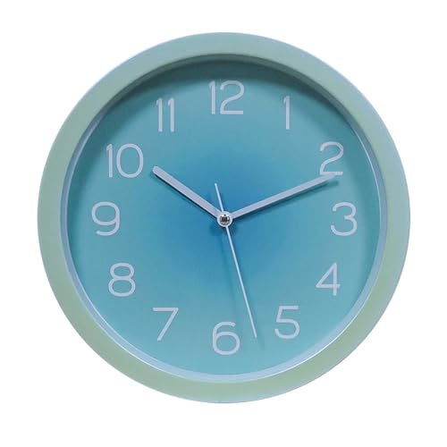 Topkey Stille Wanduhr Küche 25,4 cm Retro Nicht tickende Dekorative Schlafzimmer Büro Wanduhr - Blau von Topkey