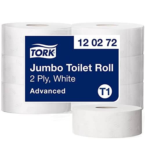 Tork 120272 Jumbo Toilettenpapier in Advanced Qualität für Tork T1 Jumbo Toilettenpapiersysteme / 2-lagiges WC-Papier angenehm weich und reißfest, 6er Pack (6 x 1800 Blatt) von Tork