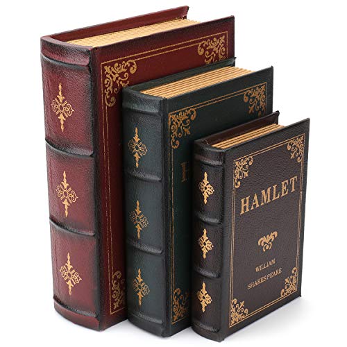 Tosnail 3 Stück dekorative Buchboxen aus Holz, antike Buchdekorationen, Vintage-Buch-Aufbewahrungsbox von Tosnail