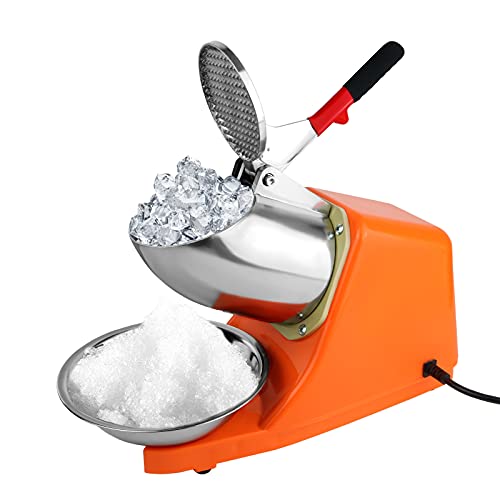 Elektrischer Ice Crusher, 300W Eiszerkleinerer 80kg/h,Doppelmesser Eiscrusher, Doppelmesser Eiscrusher,Smoothie Maschine für Restaurants, Bars, Partys (Orange) von Tosucs