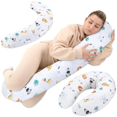 Totsy Baby Stillkissen XXL Seitenschläferkissen Schwangerschaftskissen Lagerungskissen - Baumwolle Pregnancy Pillow Erwachsene - 190 cm Safari von Totsy Baby