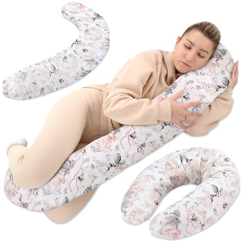 Totsy Baby Stillkissen XXL Seitenschläferkissen Schwangerschaftskissen Lagerungskissen - Baumwolle Pregnancy Pillow Erwachsene - 190 cm Wilde Rose von Totsy Baby