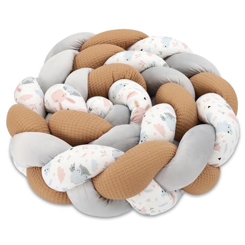 Totsy Baby Kuschelkissen Kinder Kissen Deko 150 cm - flauschig Dekokissen Kinderzimmer Kinderkissen Zierkissen geflochten Baumwolle Velvet Eulen von Totsy Baby