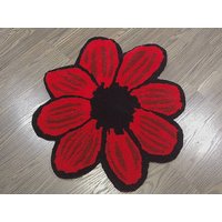 Roter Gänseblümchen Teppich Handgetuftet | Handgemachter Blumenteppich Für Mädchen Dekorativer Mädchen von ToughtuftsbyMoe