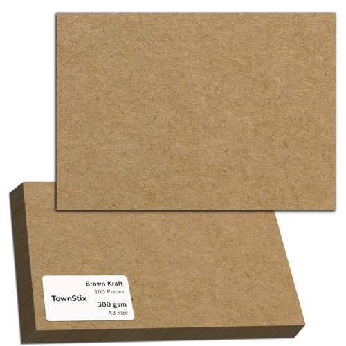 100 Blatt, 300g - Kraftpapier A3, Kartonpapier Fotokarton Tonkarton Pappe Braun Karton von TownStix