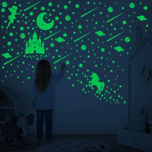 Toyvian Leuchtsterne selbstklebend,wandsticker kinderzimmer,Fluoreszierende Sterne für deinen Sternenhimmel und fluoreszierend Leuchtaufkleber für Kinderzimme (sticker1) von Toyvian