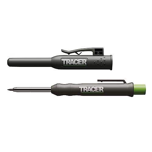 Tracer Tieflochmarker Bleistift Seitenhalter (120mm, ausziehbarer 2B Baustift mit eingebautem Spitzer). Tischler Bleistift//Tiefenlochmarker von Tracer