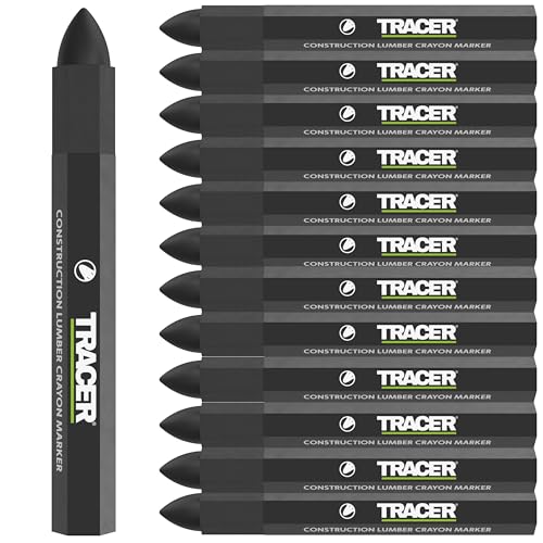 Tracer Bauholzstifte, 12 Stück, Schwarz 12 x schwarze Markierungsstifte für verschiedene Oberflächen von Tracer