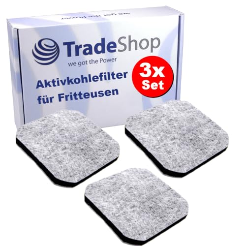 3x Trade-Shop Aktivkohlefilter/Geruchsfilter/Luftfilter kompatibel mit Tefal Compact Quadra 3122 3192 3193 3197 3198 3199 6122 8203 8204 8321 8322 von Trade-Shop